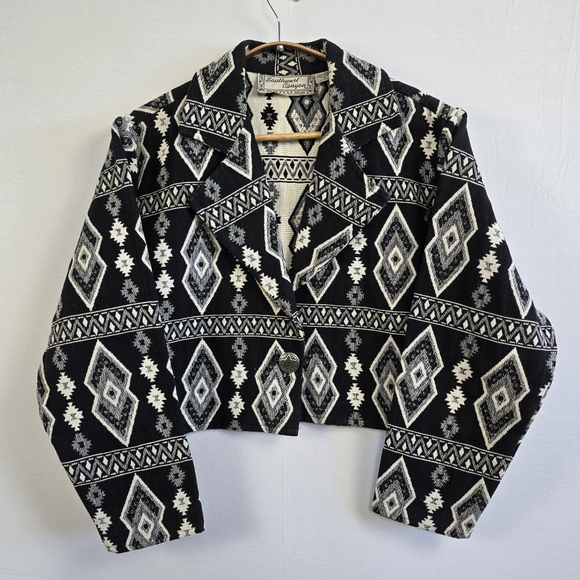 Southwest Canyon Aztec Jacket Western Cropped Tapestry Size M Vintage - Picture 11 of 12
